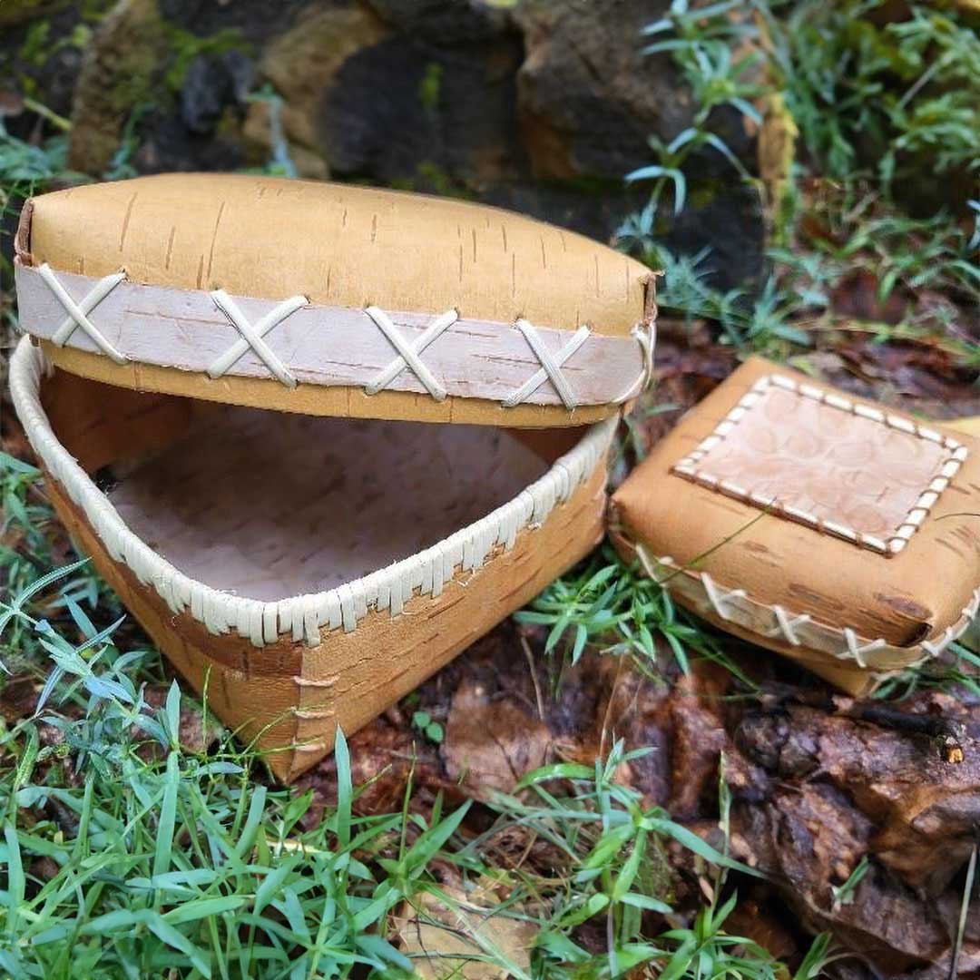 Basketry: Birch Bark Box With Lid