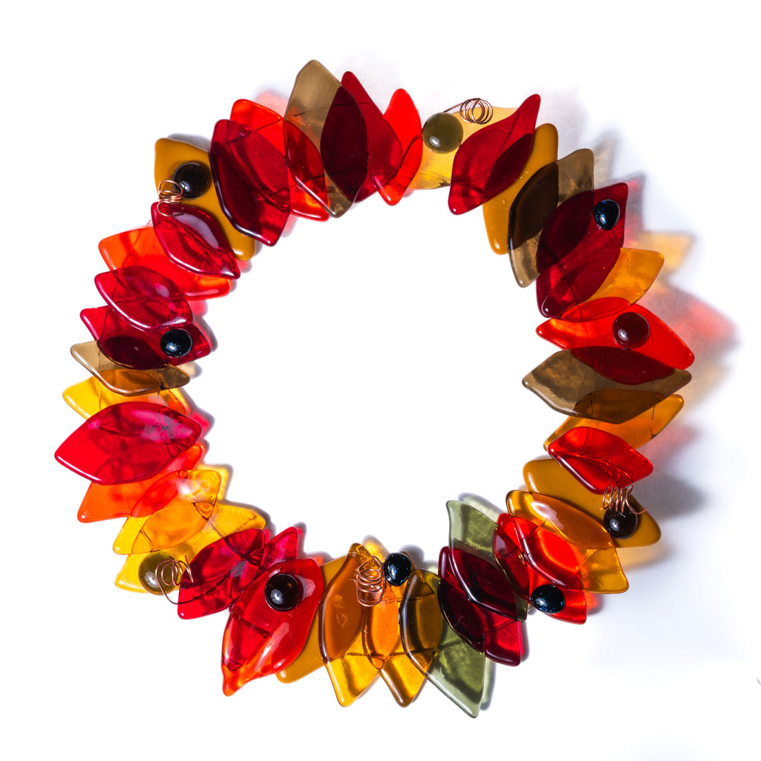 Autumn Leaves Glass Wreath