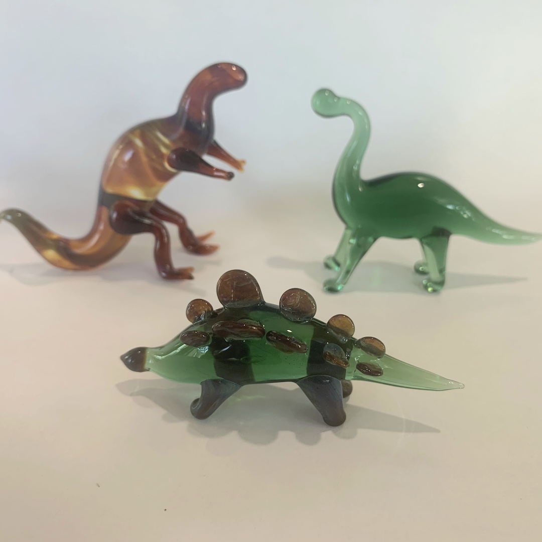 Lampworked Boro Sculpture: Dinosaurs
