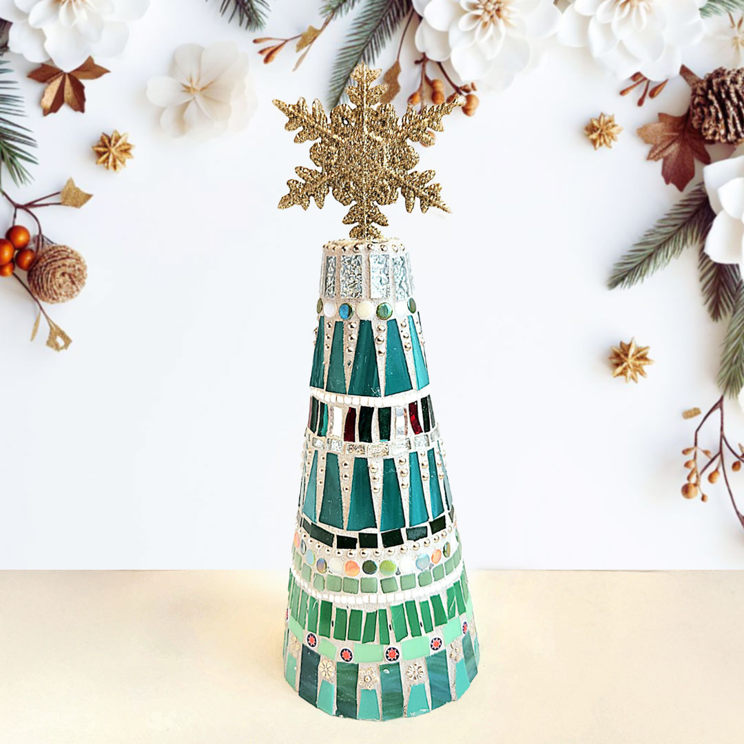 Glass Mosaic Holiday Tree and Ornaments